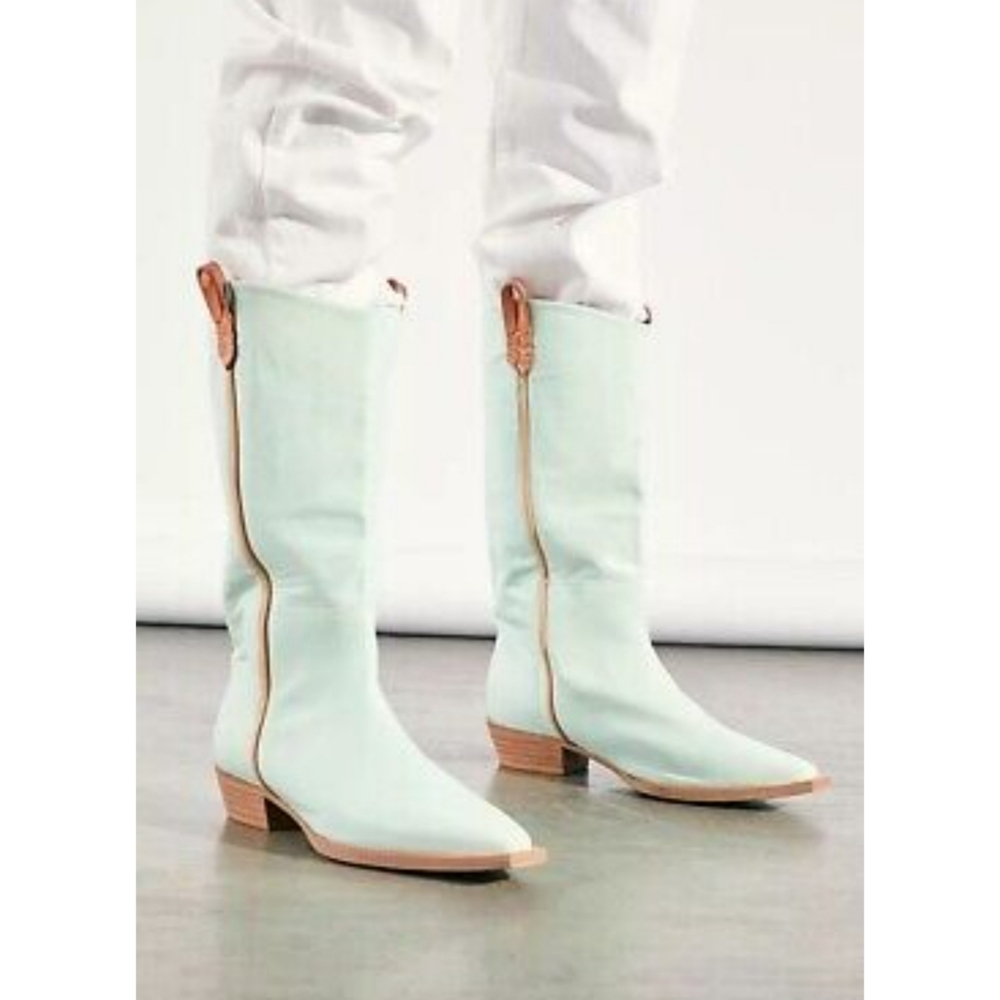 Free People WE THE FREE Montage Tall Boots Cactus Milk Leather - Picture 2 of 16